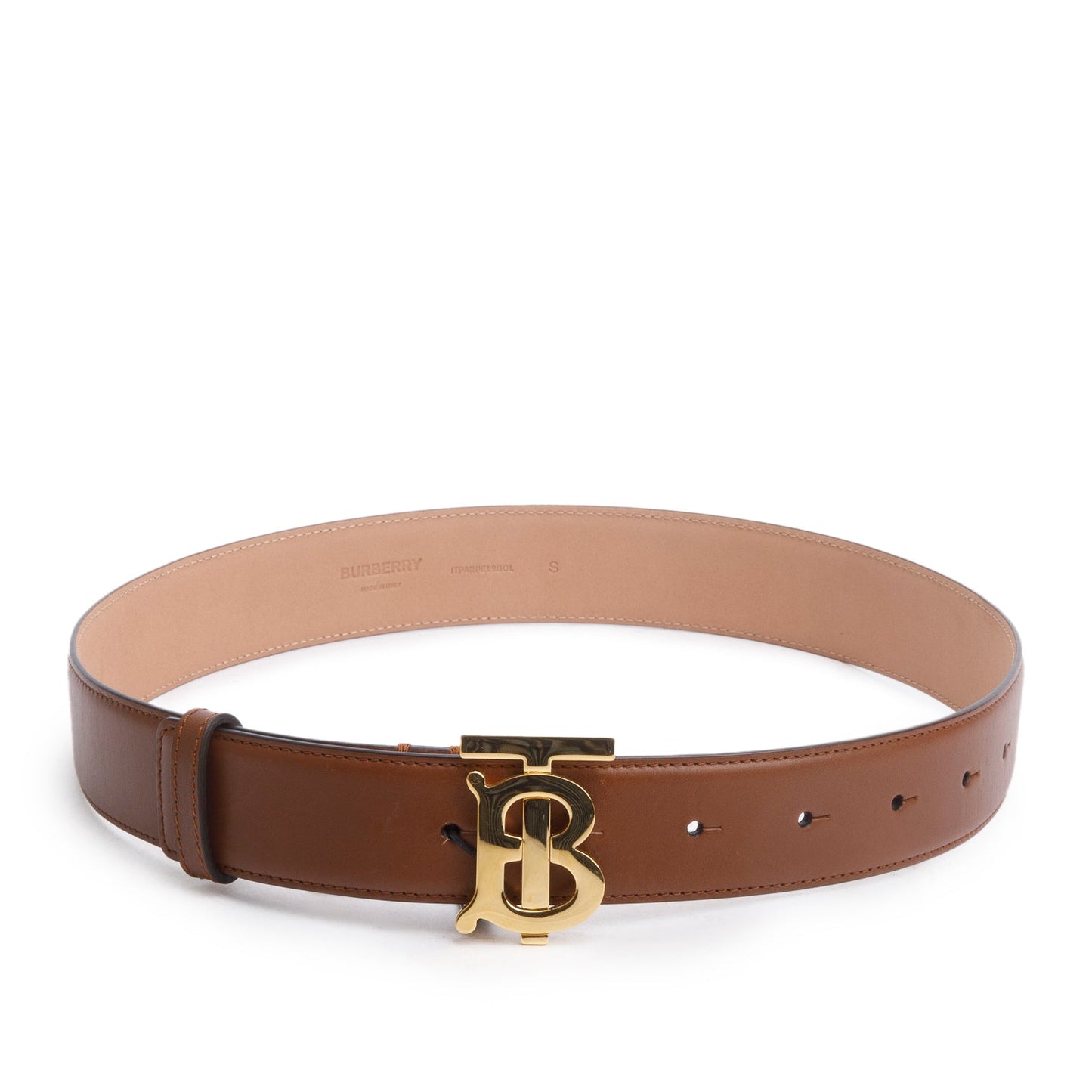Burberry Brown Leather TB Buckle Belt