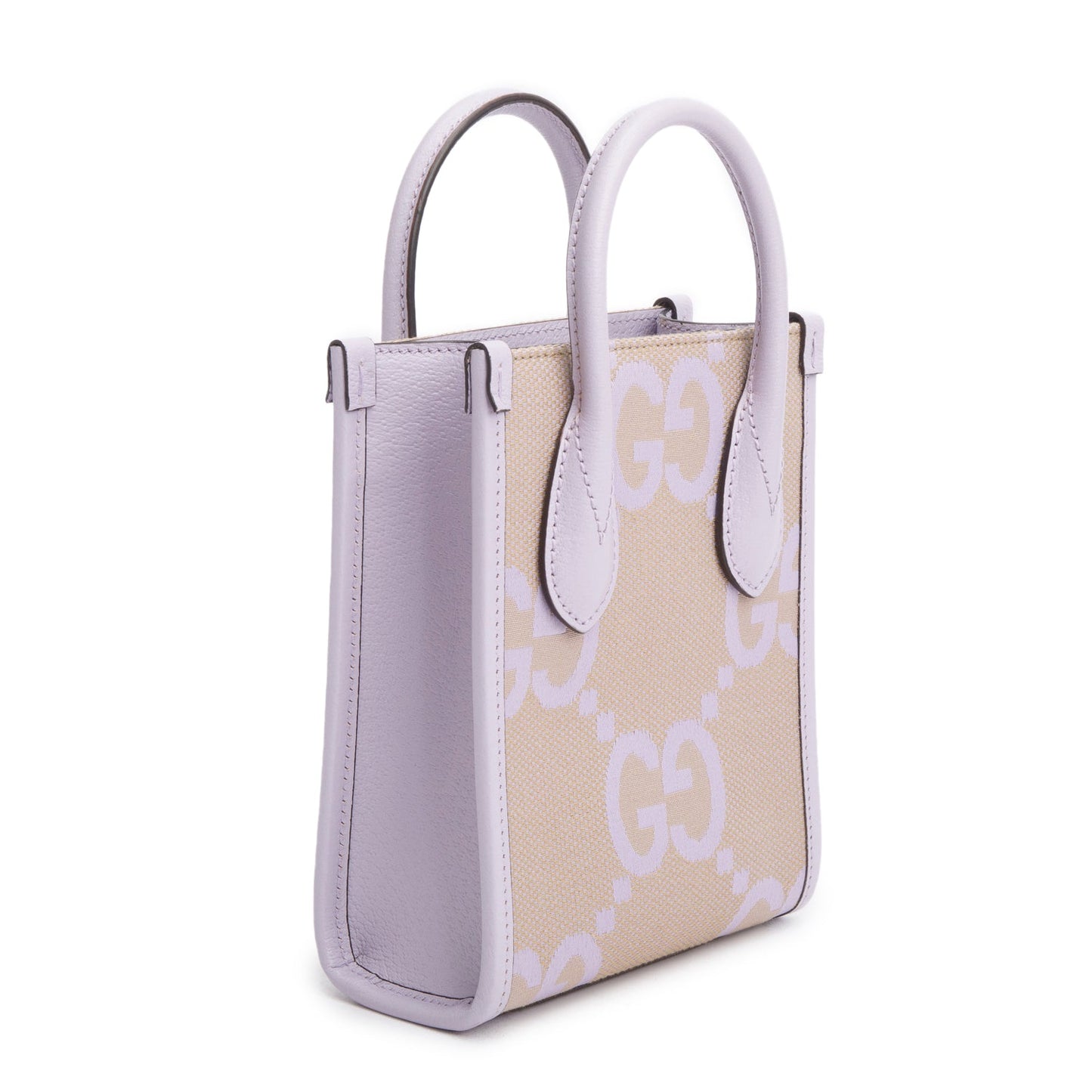 Gucci Purple Monogram Jumbo GG Textured Dollar Calfskin Mini Tote Bag
