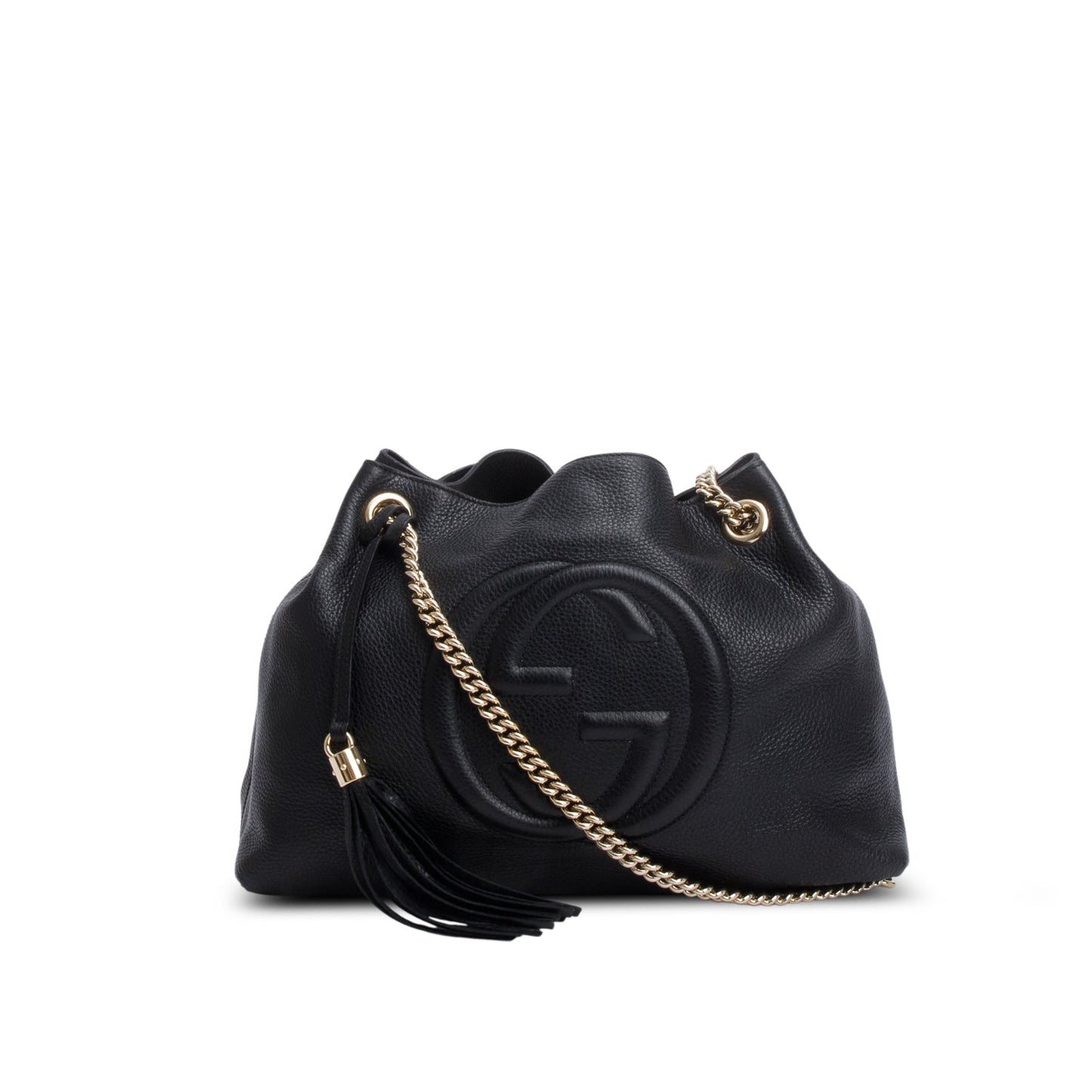 Gucci Black Grained Leather Medium Soho Chain Tote
