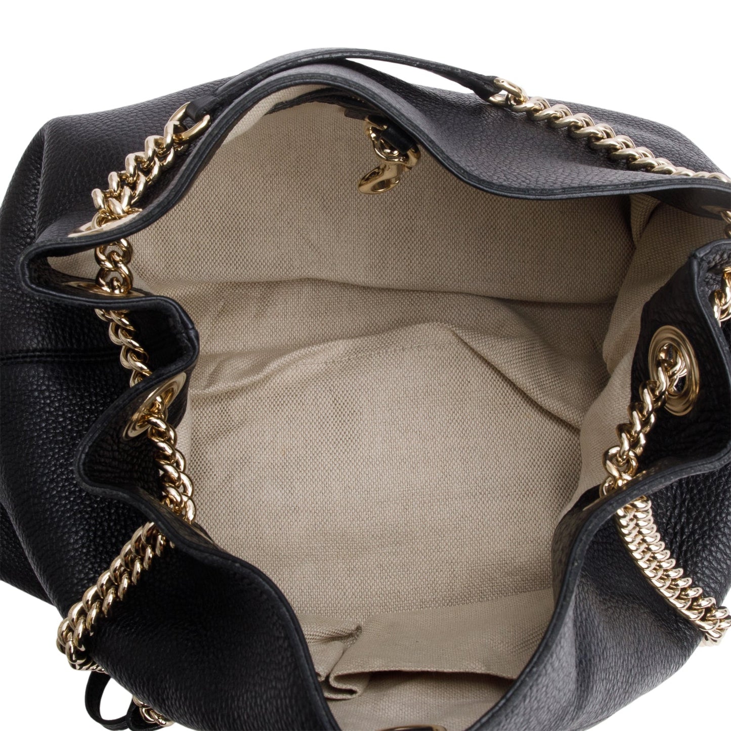 Gucci Black Grained Leather Medium Soho Chain Tote