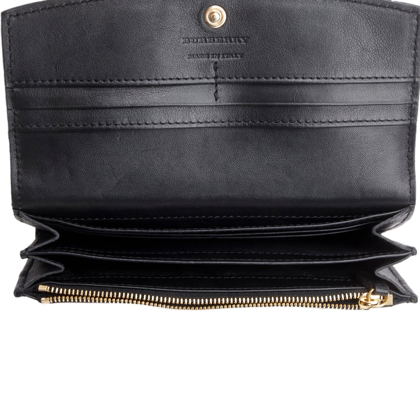 Burberry Check Canvas Black  Leather Trim Porter Continental Flap Wallet