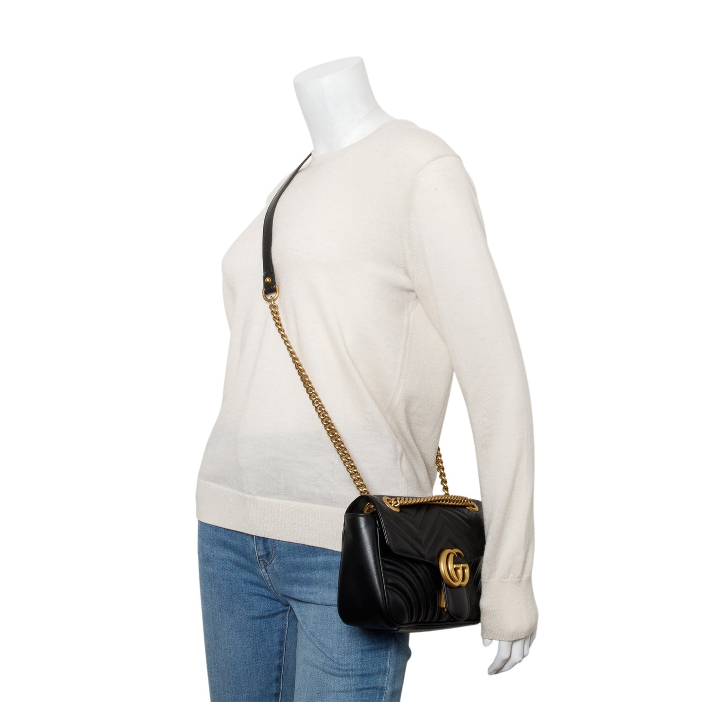 Gucci 2023 Black GG Marmont Matelasse Medium Shoulder Bag