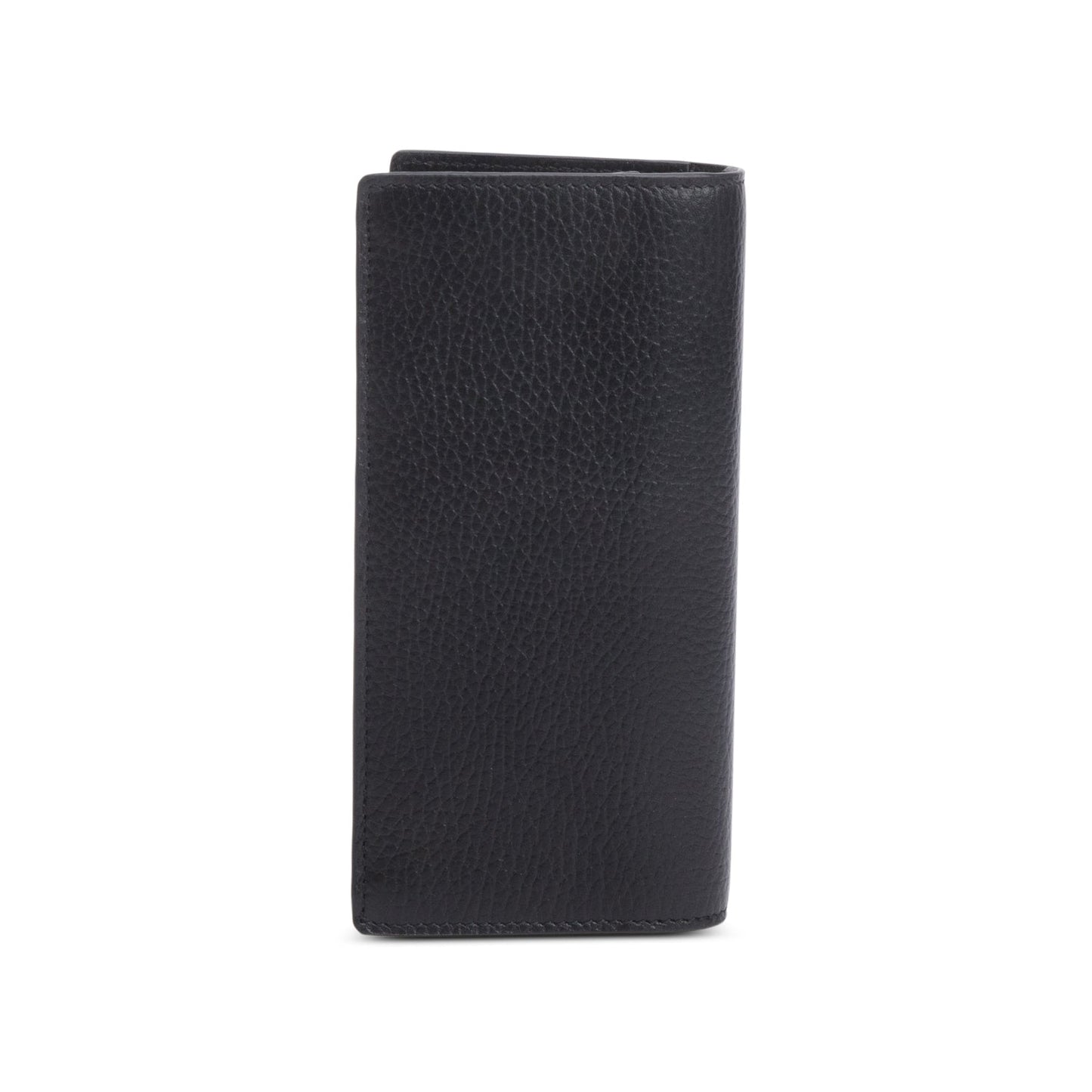 Gucci Black Grained Leather Interlocking GG Long Wallet