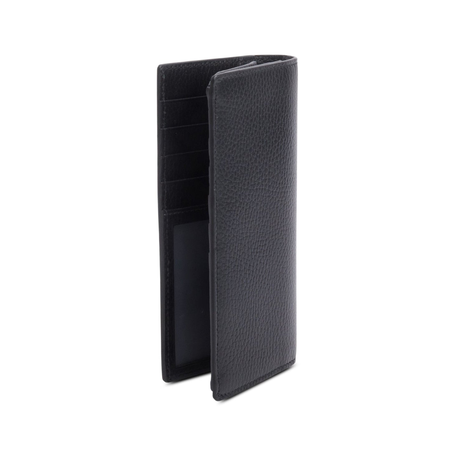 Gucci Black Grained Leather Interlocking GG Long Wallet