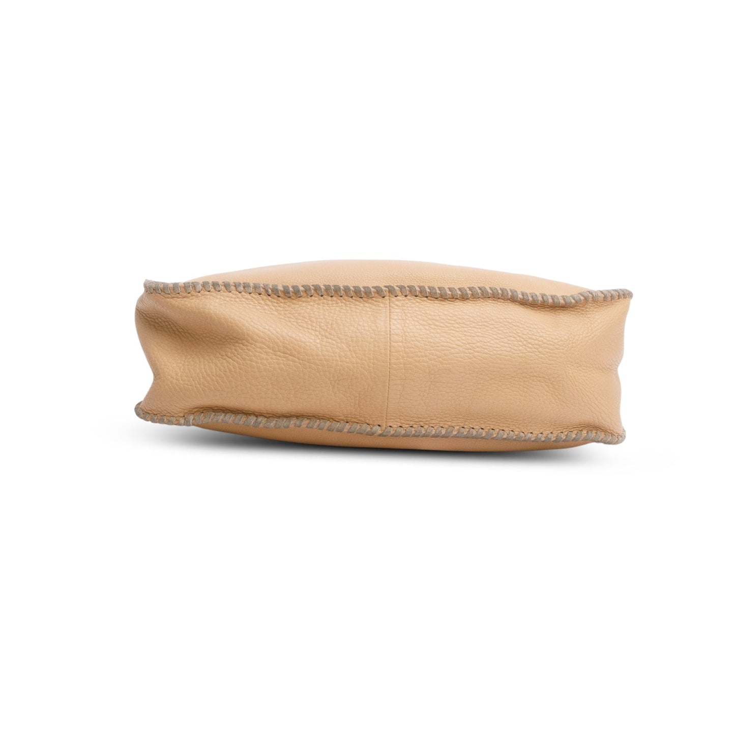 Prada Brown Vitello Daino Whipstitch Chain Hobo