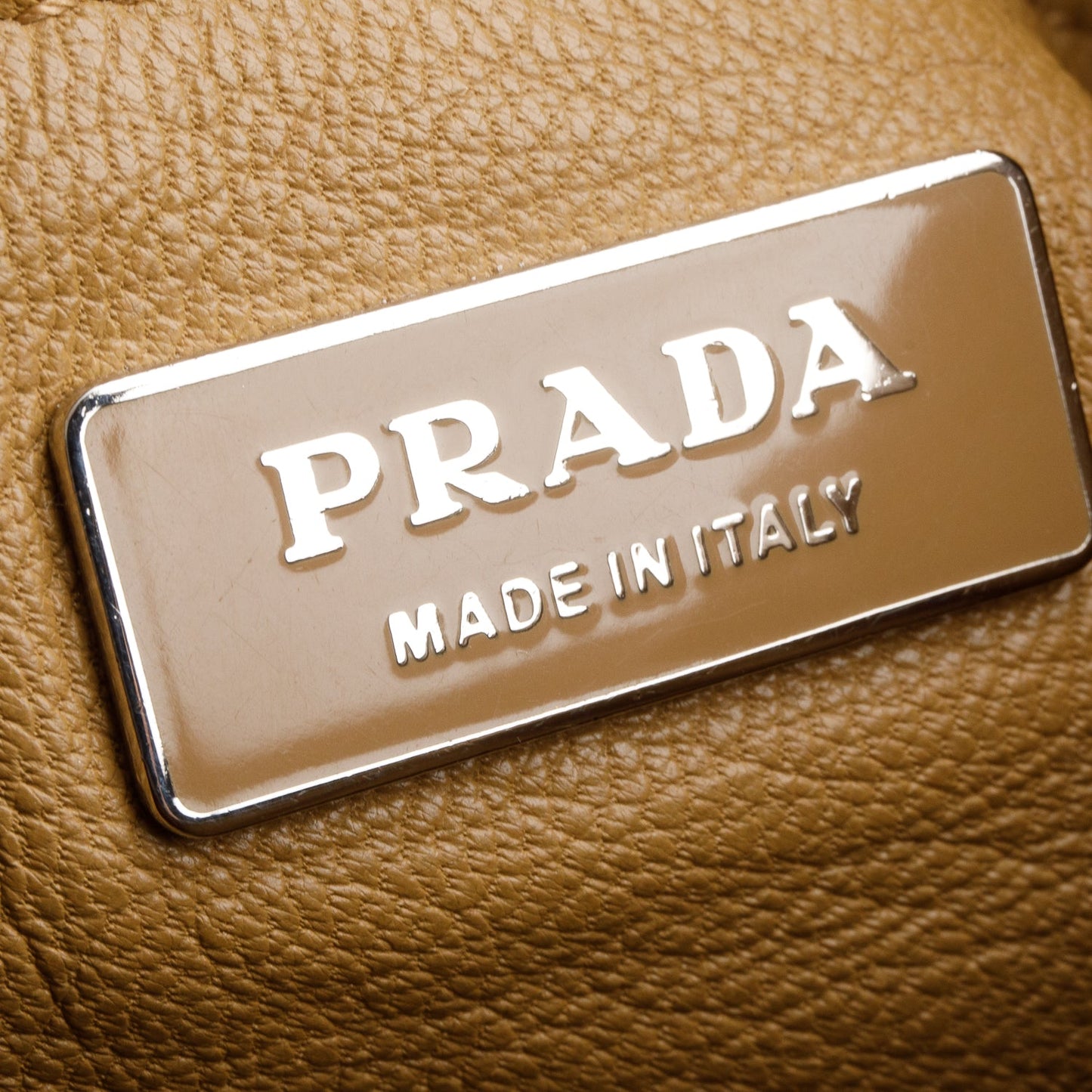 Prada Brown Vitello Daino Whipstitch Chain Hobo