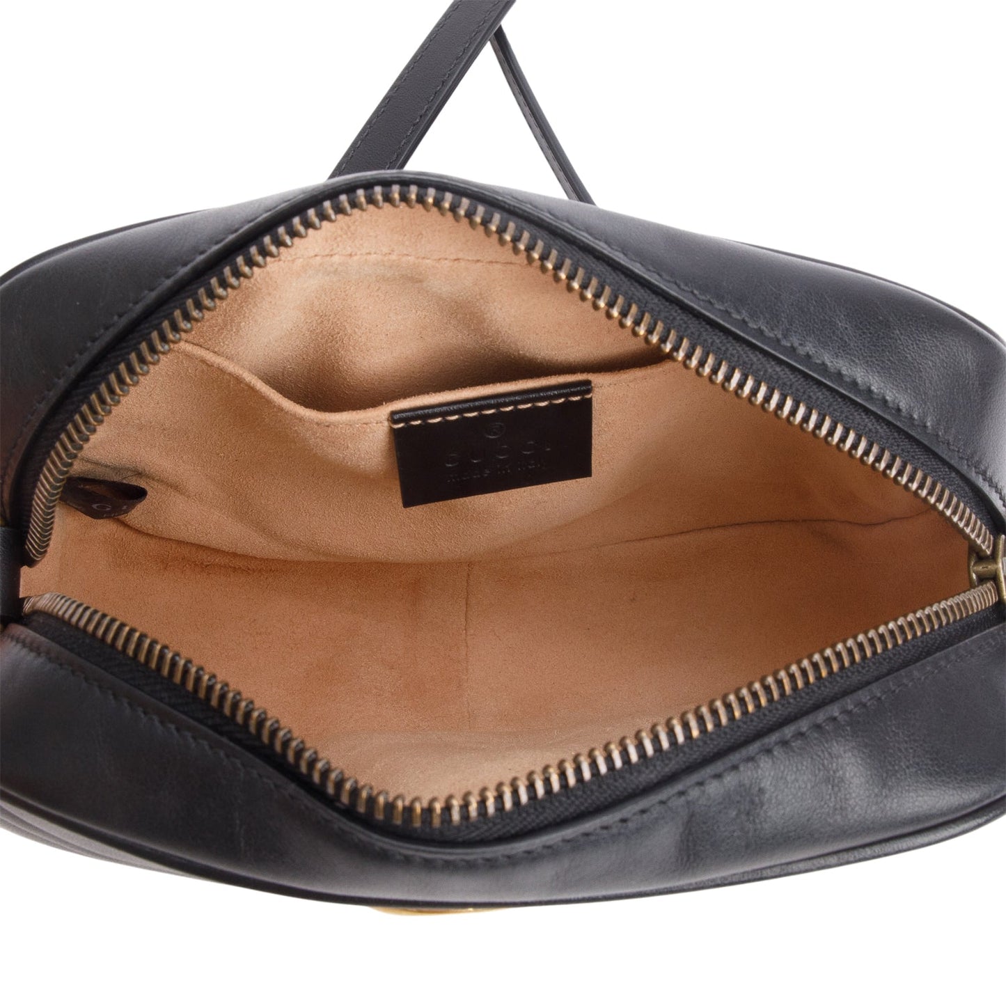 Gucci Black Calfskin Matelasse Mini GG Marmont Chain Shoulder Bag