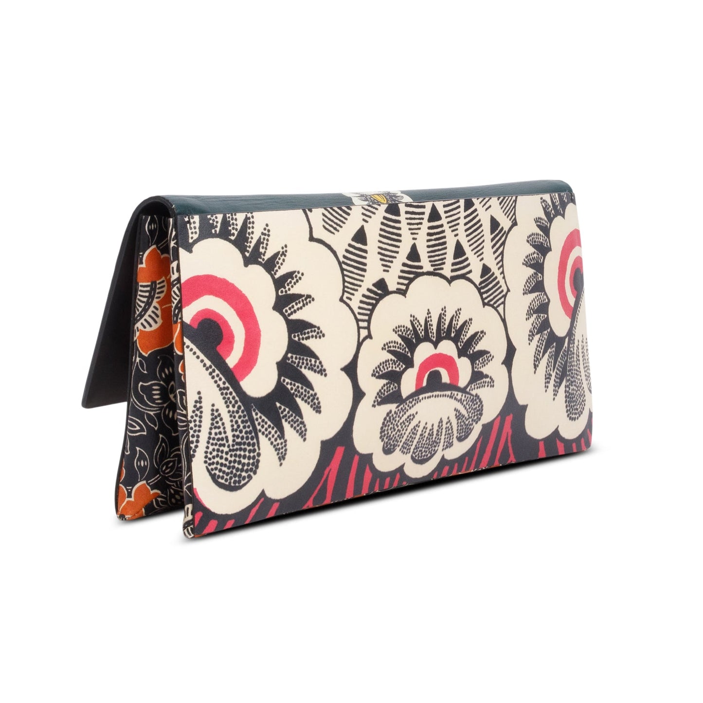 Valentino Multicolor Calfskin Floral Mime Clutch