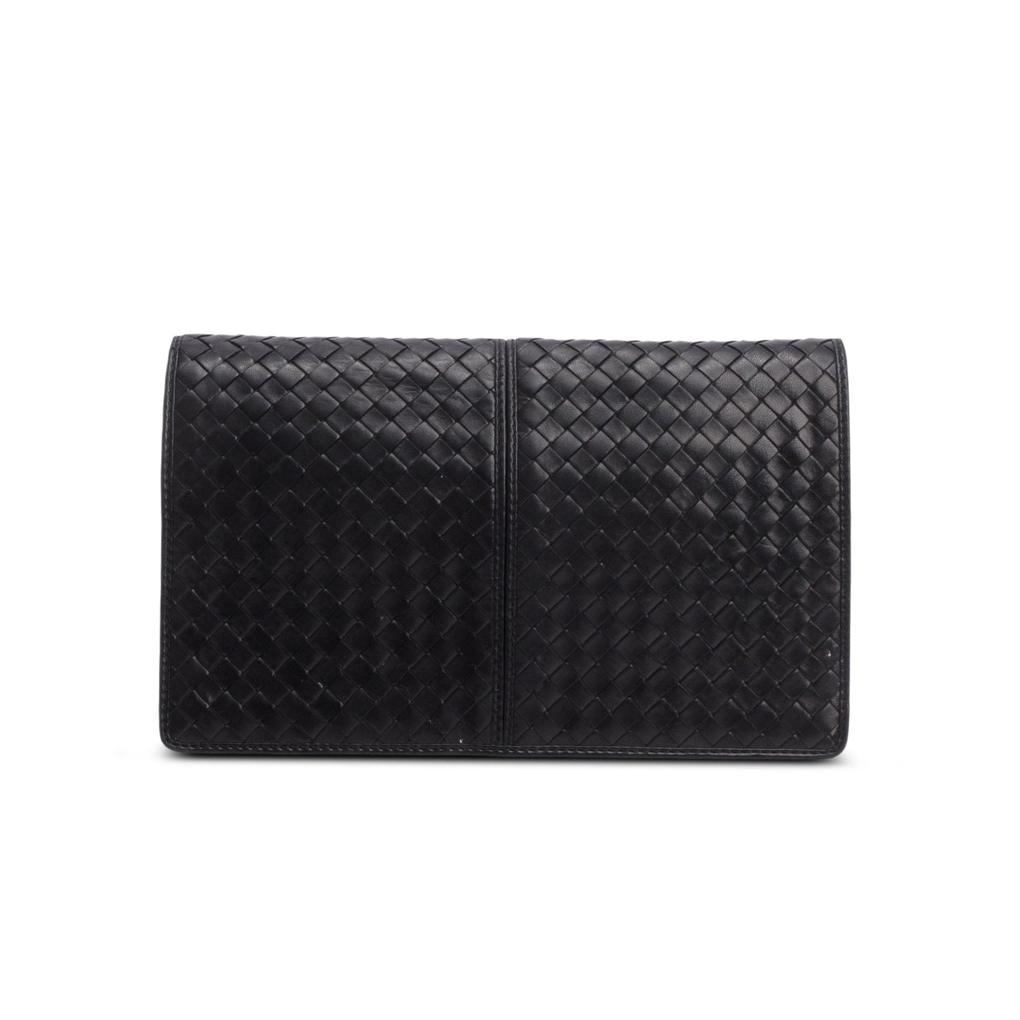Bottega Veneta Vintage Black Intrecciato Leather Clutch