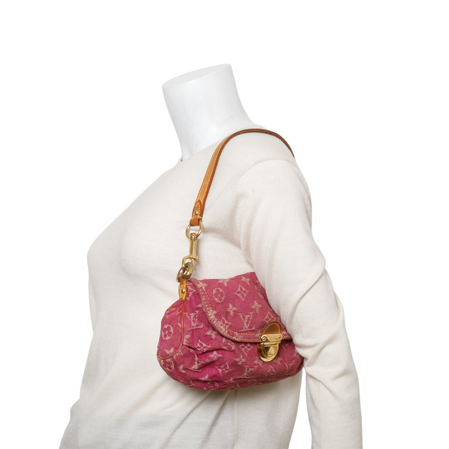 Louis Vuitton Pink Monogram Denim Mini Pleaty