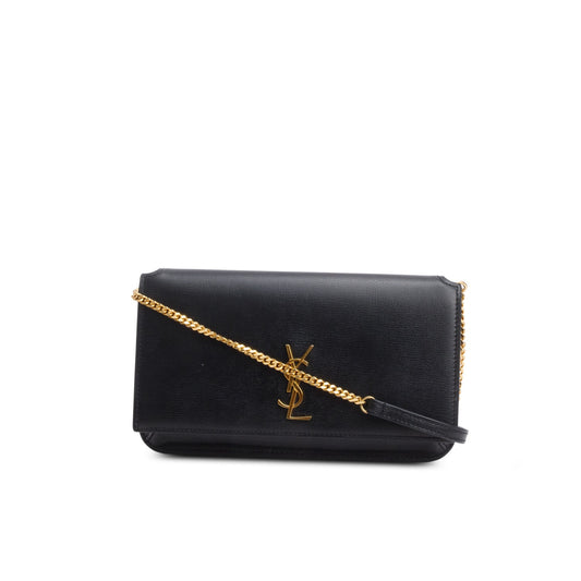Saint Laurent 2022 Black Calfskin Leather Cassandre Phone Holder