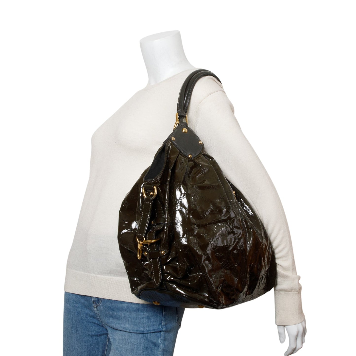Louis Vuitton Green Patent Leather Mahina XL Hobo