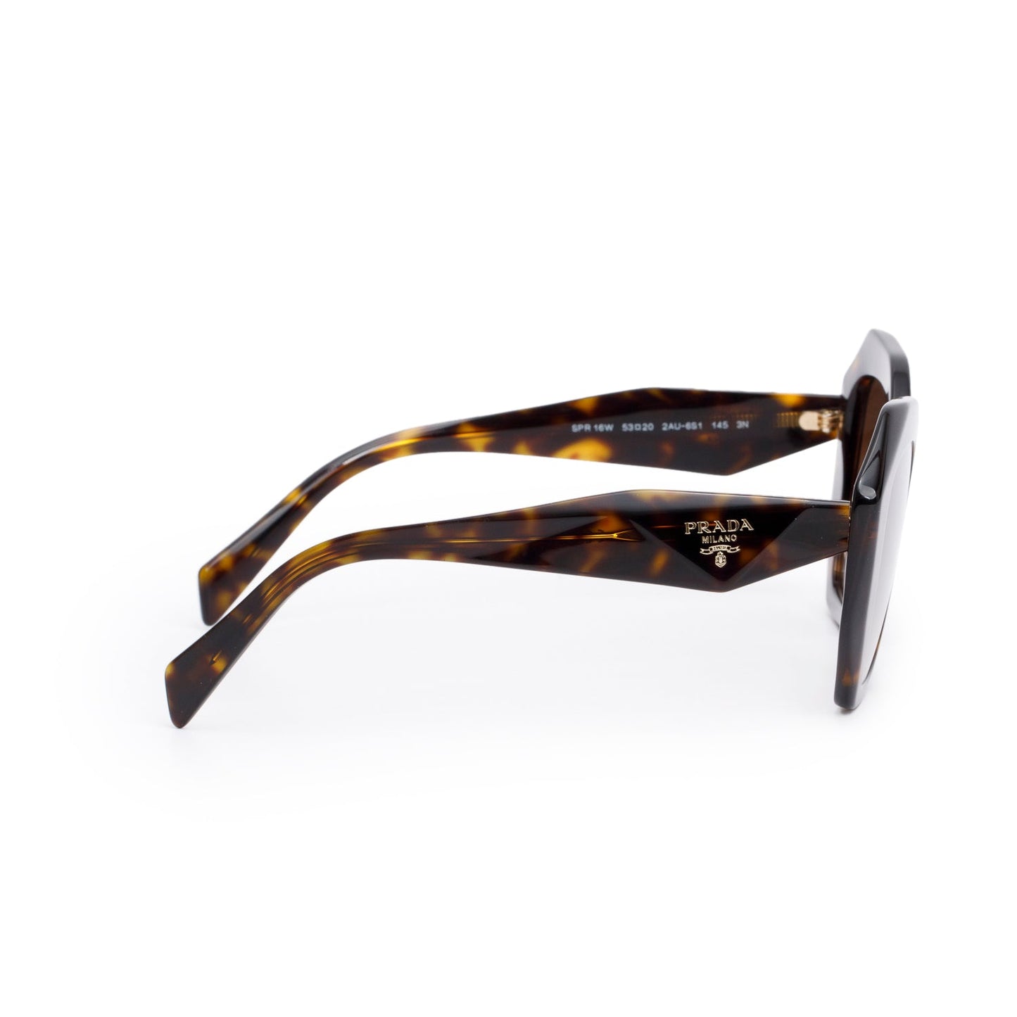 Prada SPR16W Brown Tortoise Acetate Geometric Symbole Sunglasses