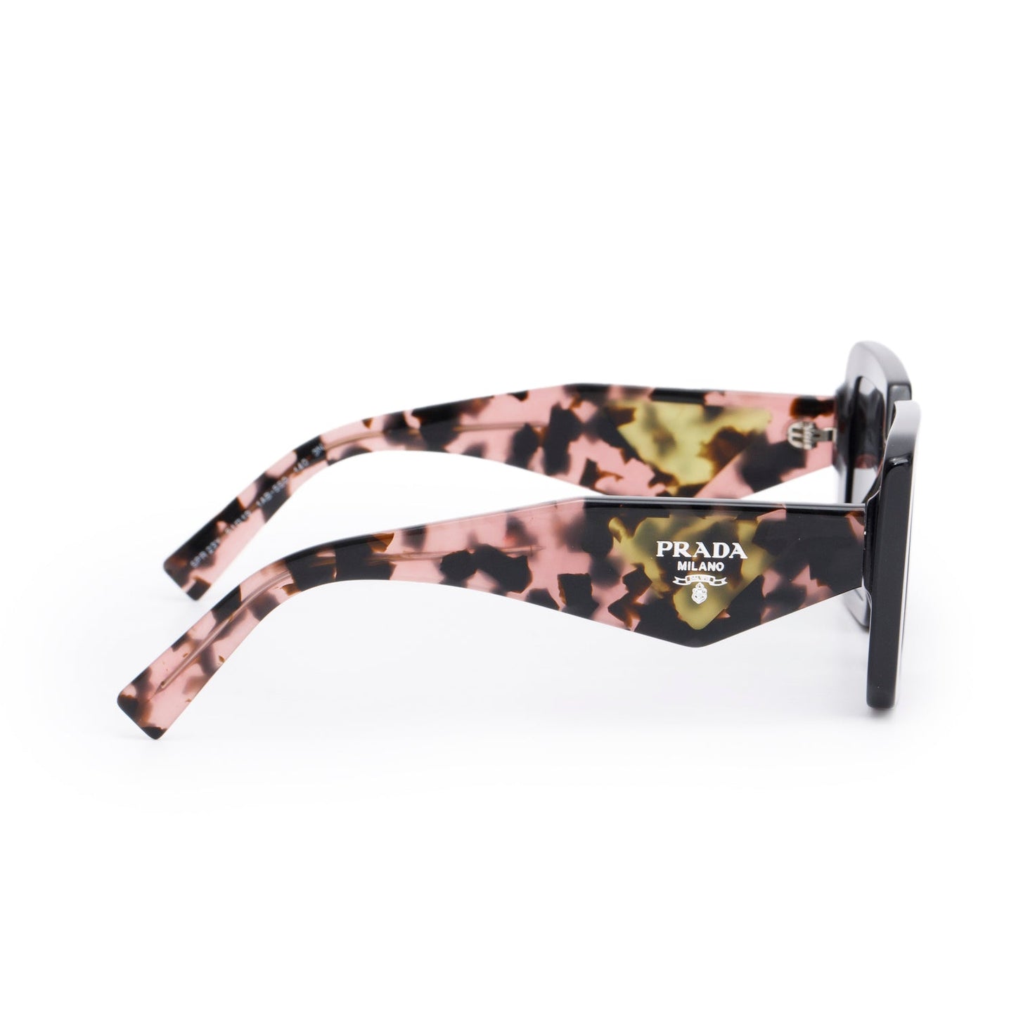 Prada SPR23Y Black Acetate Symbole Oversize Square Sunglasses