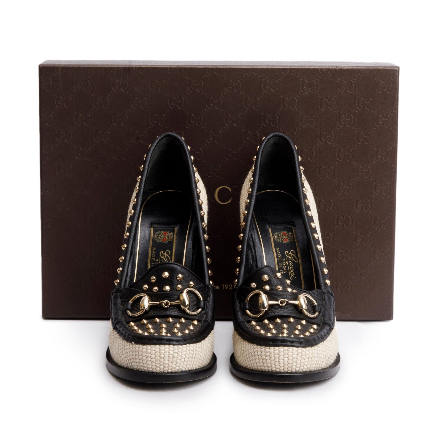 Gucci Black Leather Kid Scamosciato Horsebit Pumps, Size 38