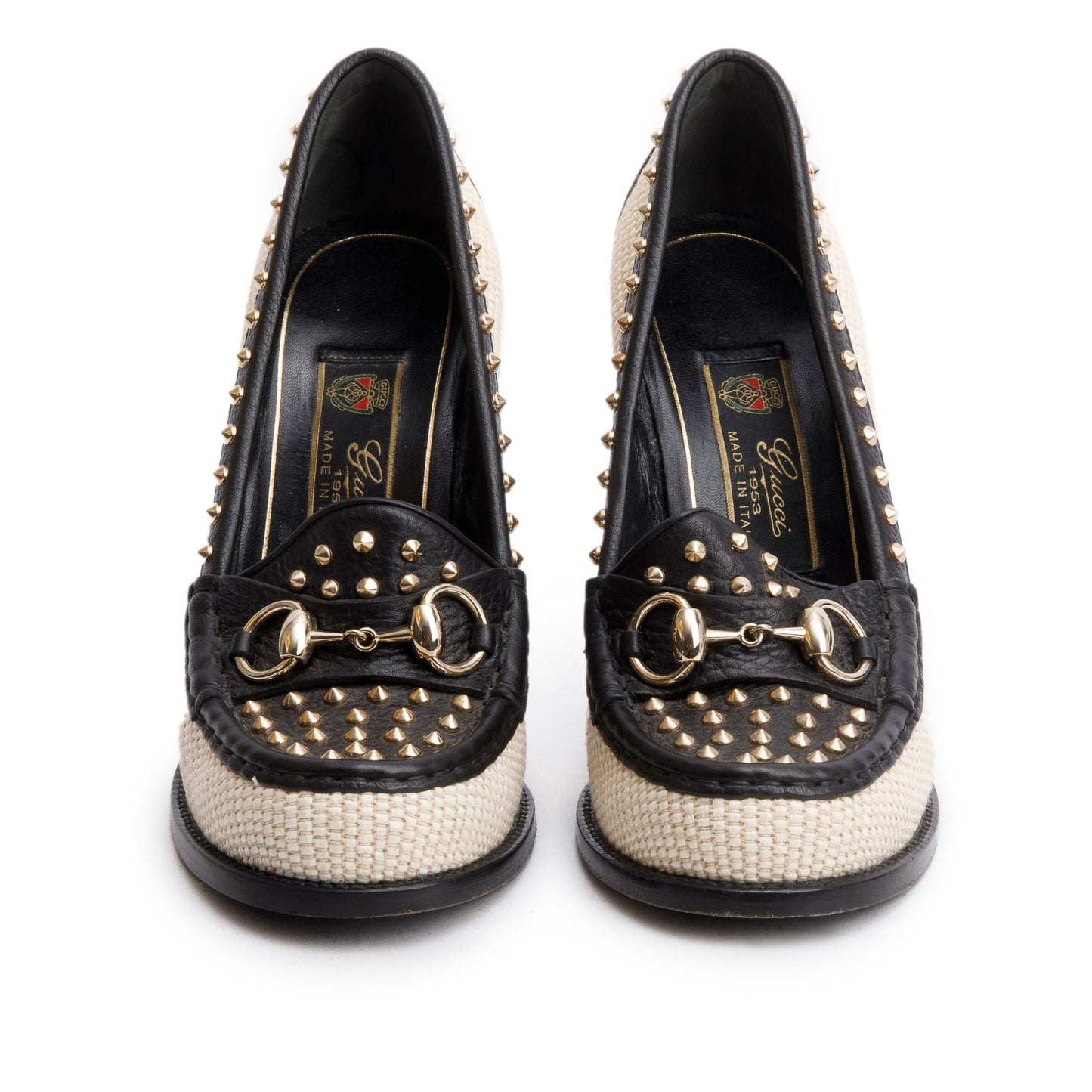 Gucci Black Leather Kid Scamosciato Horsebit Pumps, Size 38