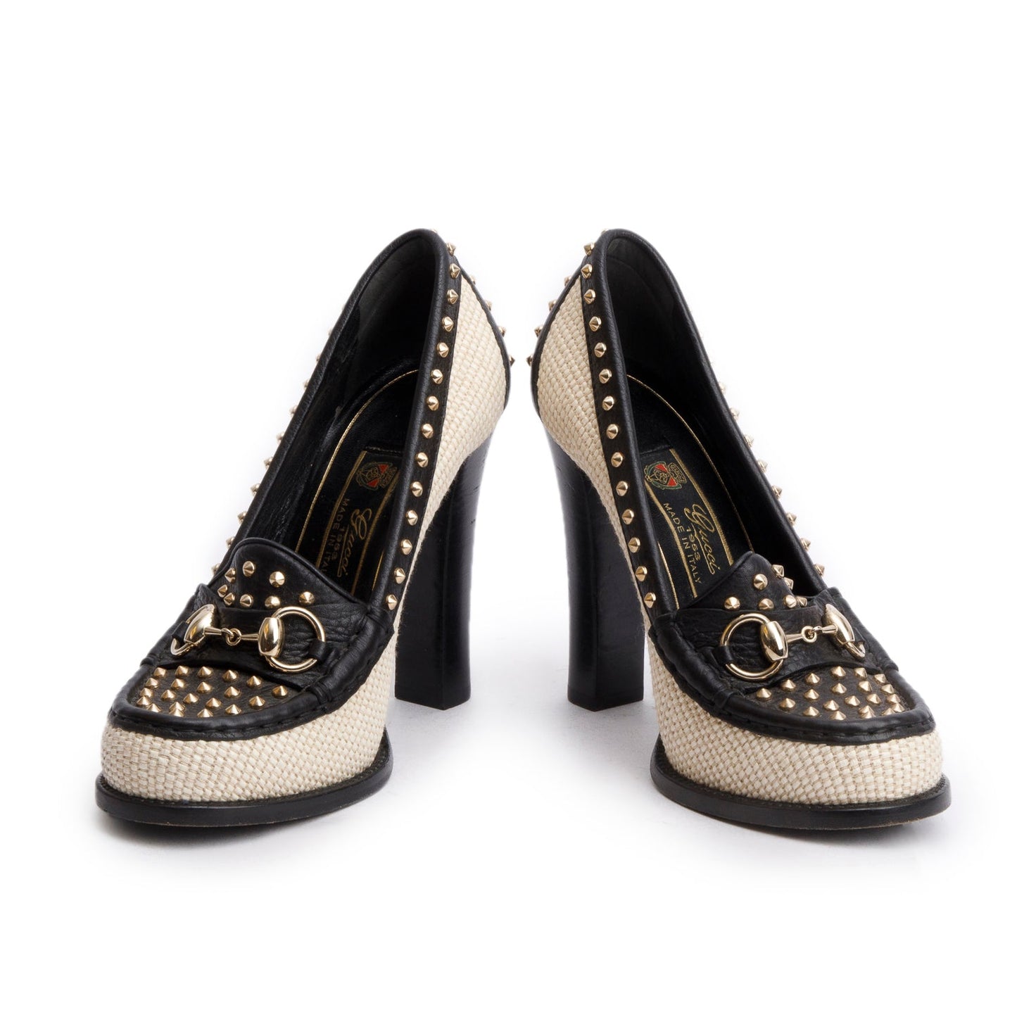 Gucci Black Leather Kid Scamosciato Horsebit Pumps, Size 38
