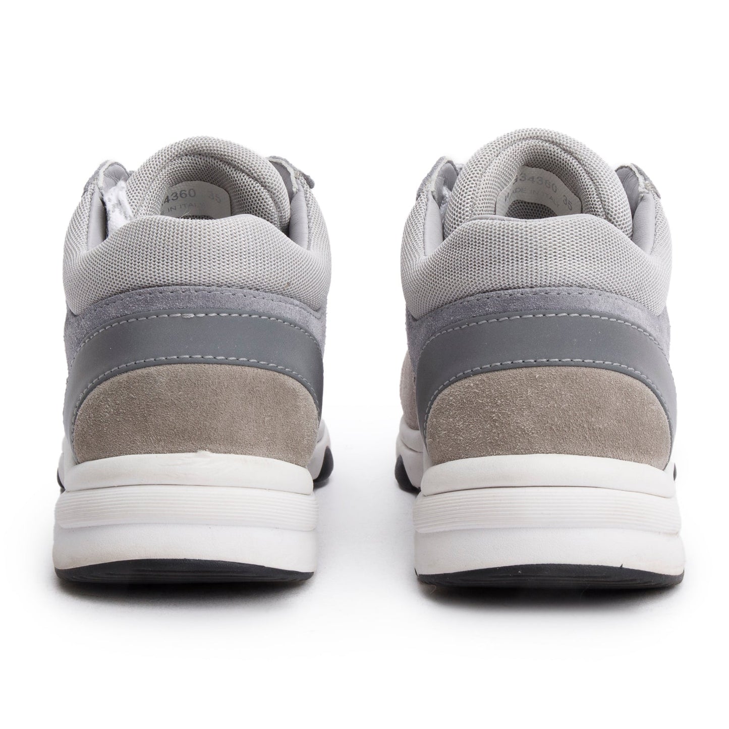 Chanel Grey Interlocking CC Logo Suede Sneakers, Size 35.5