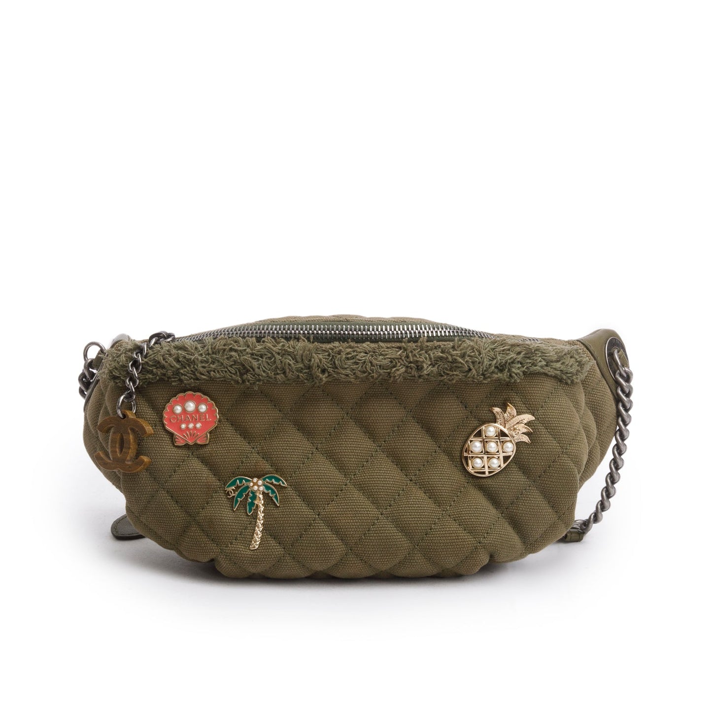 Chanel Green Canvas Coco Cuba Charms Waist Bag