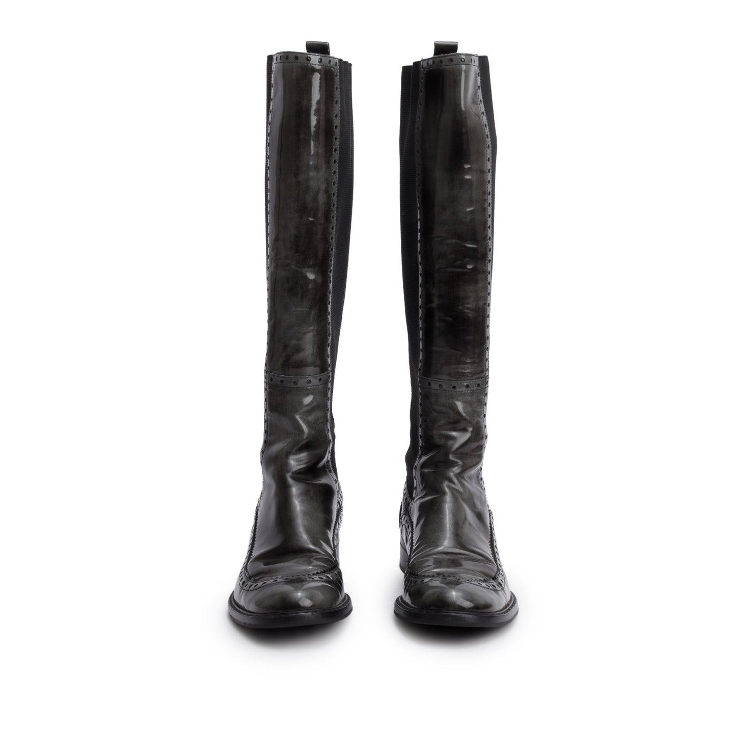 Gucci Black Patent Leather GG Knee High Boots, Size 40