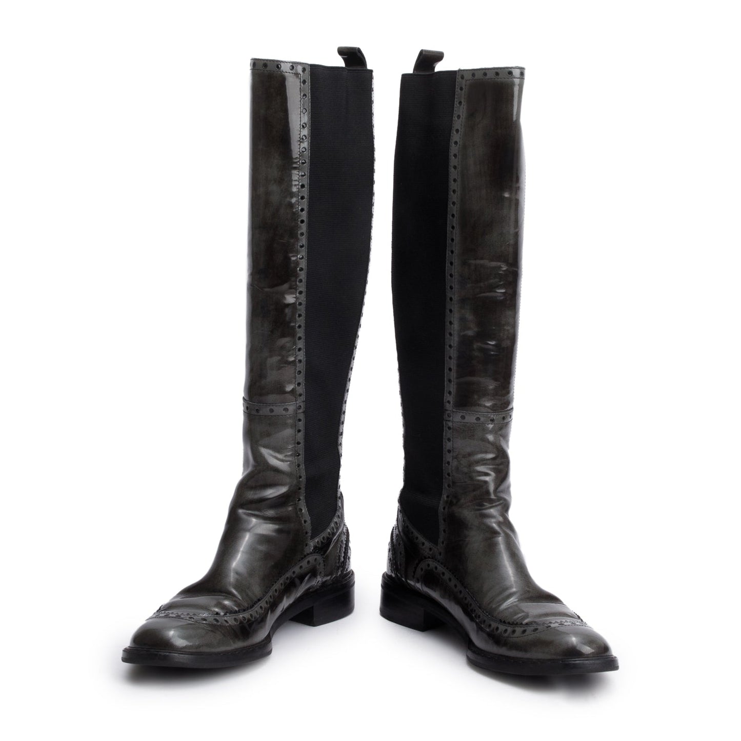 Gucci Black Patent Leather GG Knee High Boots, Size 40