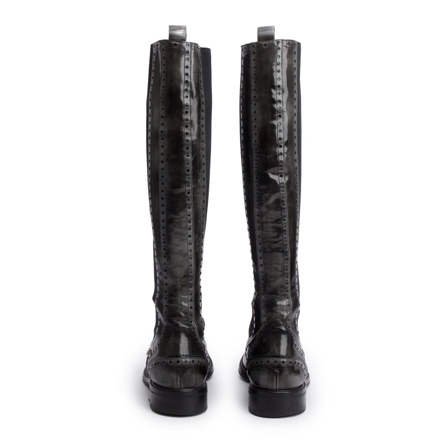 Gucci Black Patent Leather GG Knee High Boots, Size 40