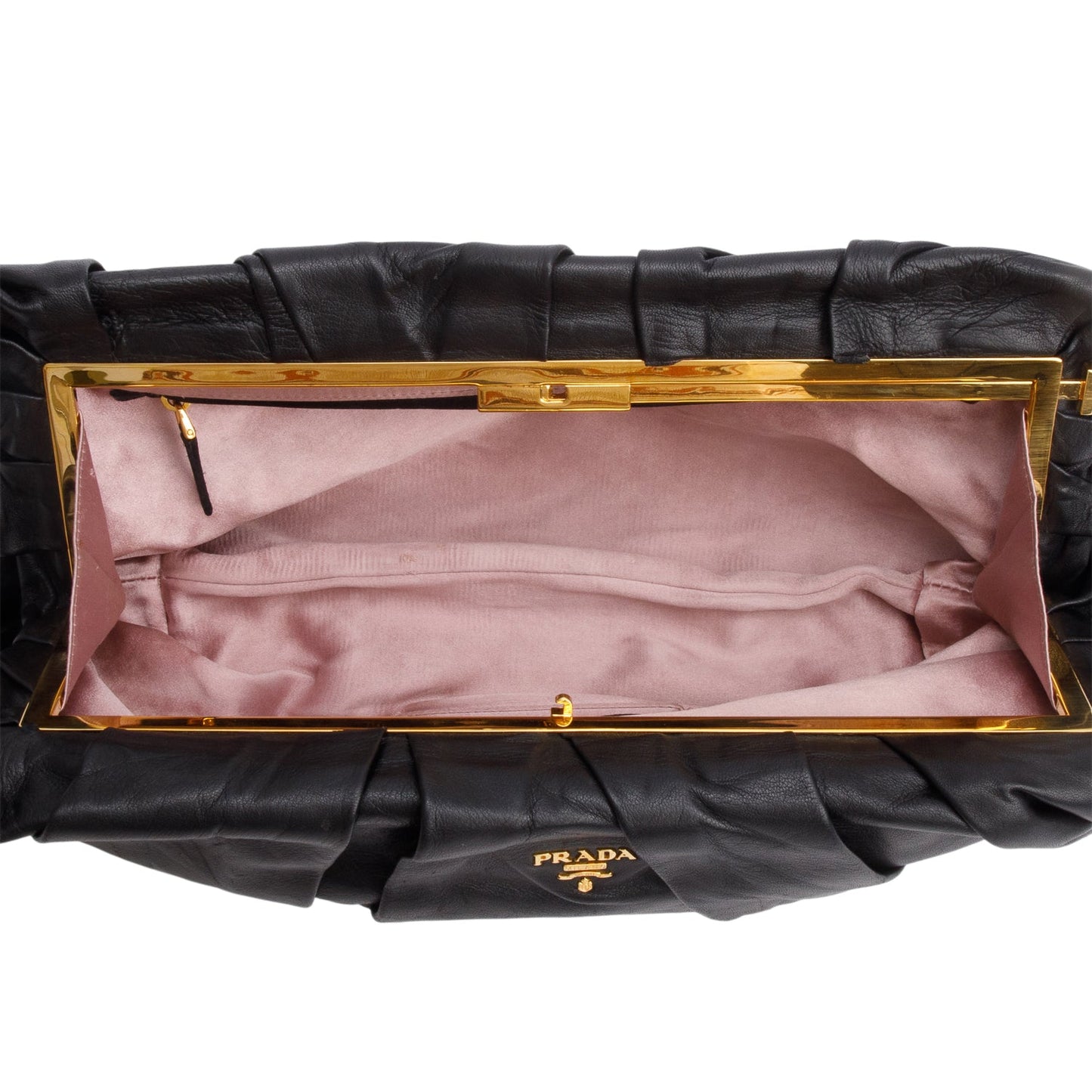 Prada Black Nappa Soft Pleated Clutch