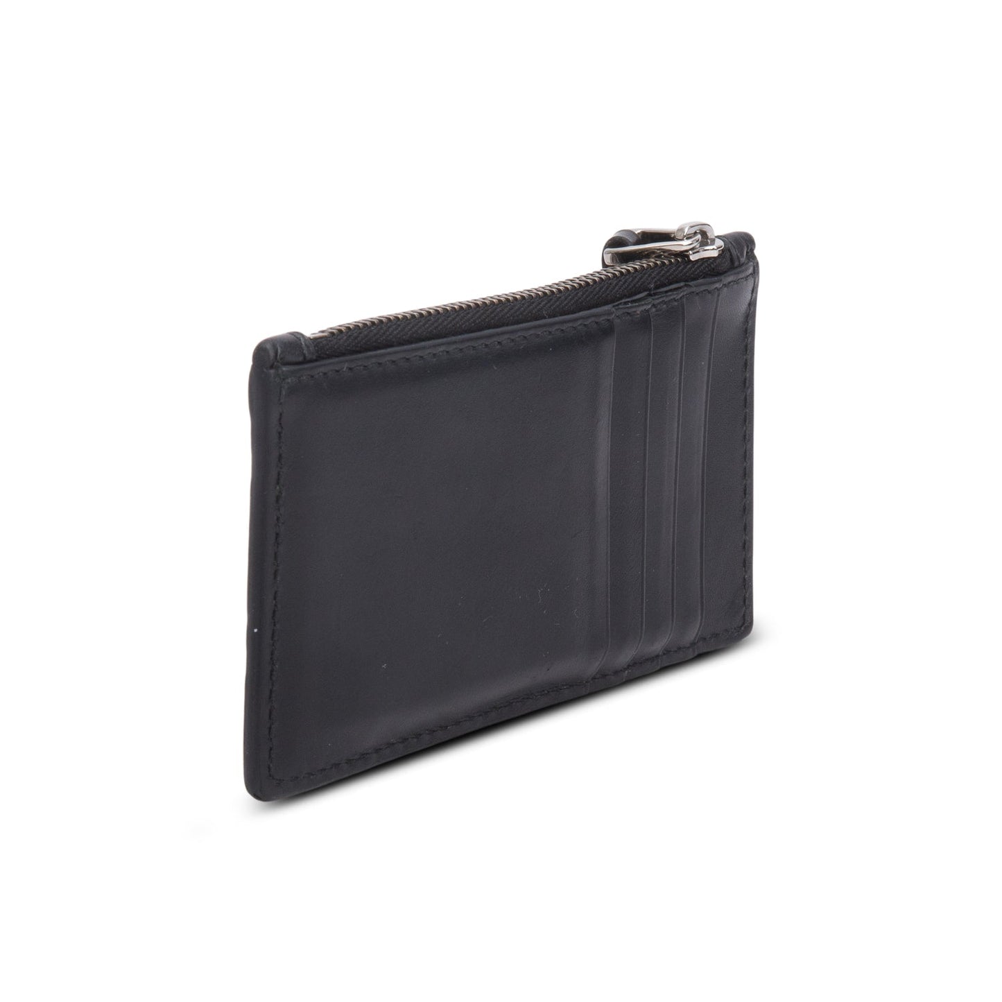 Gucci Black Signature Leather Zip Card Case