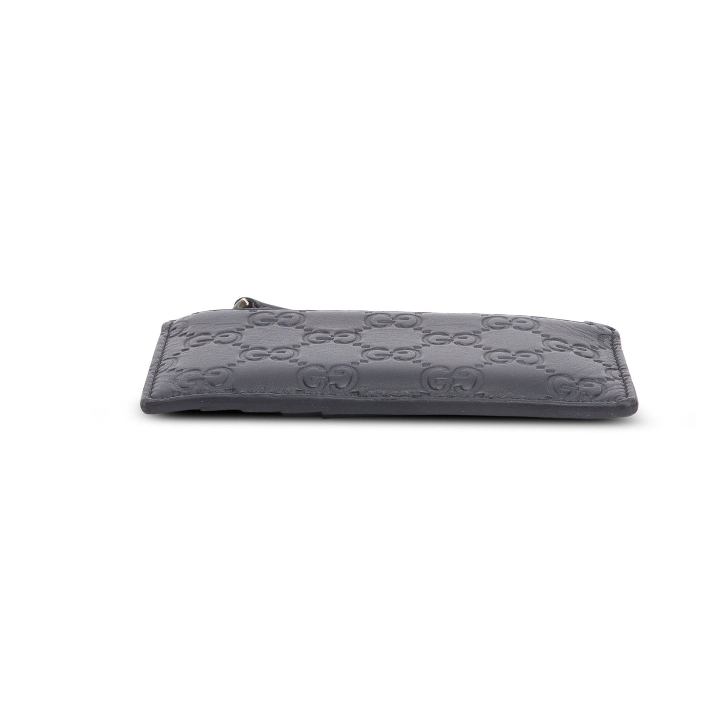Gucci Black Signature Leather Zip Card Case