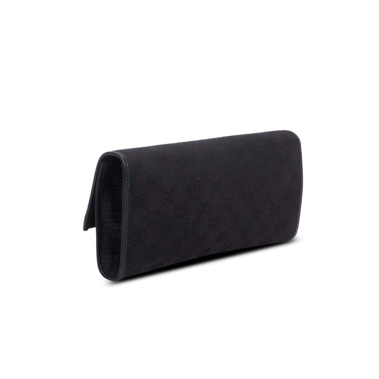 Gucci Black GG Canvas Bamboo Clutch Bag