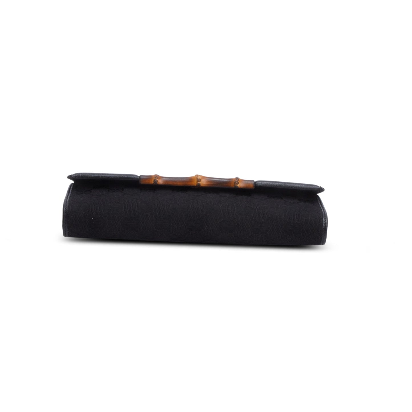 Gucci Black GG Canvas Bamboo Clutch Bag