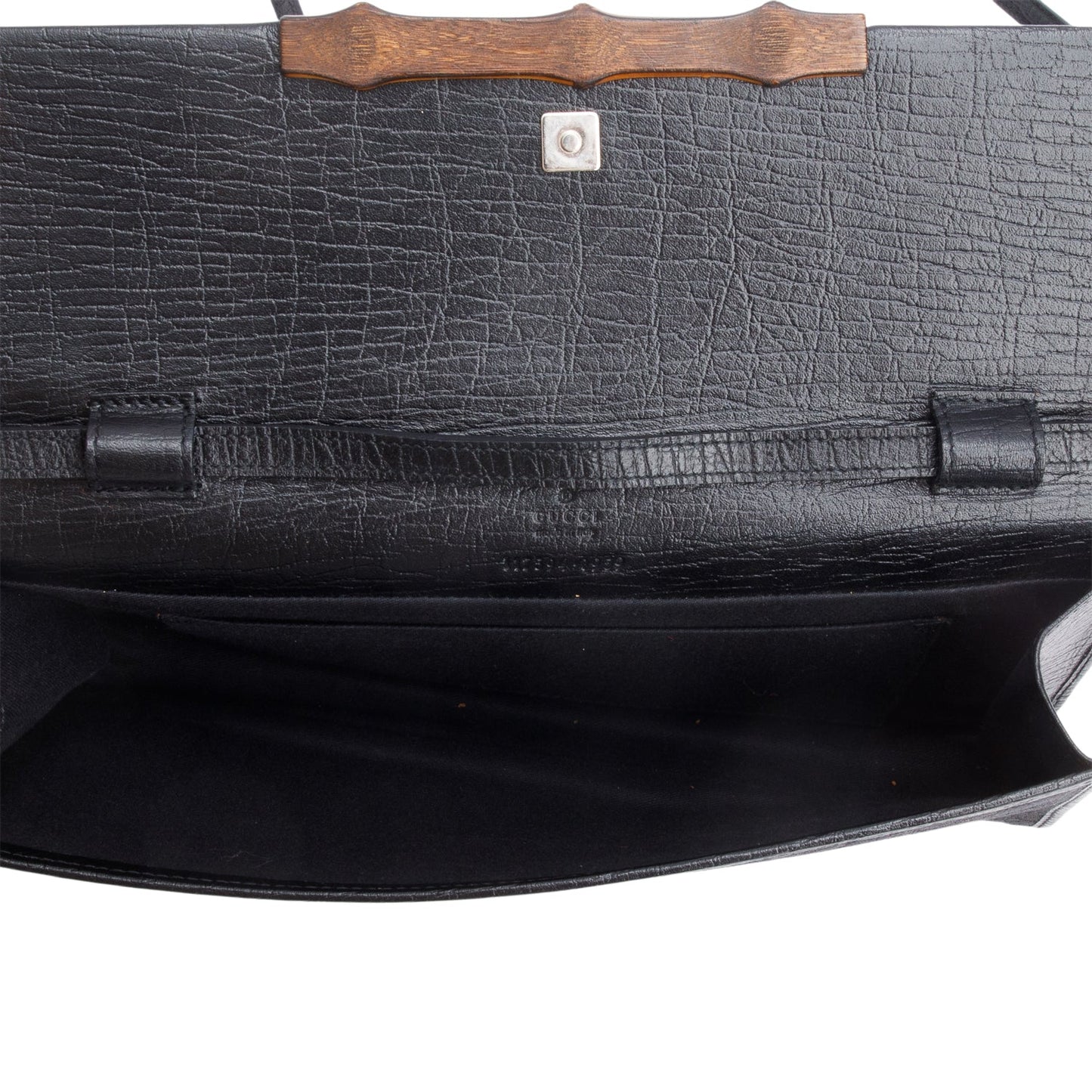 Gucci Black GG Canvas Bamboo Clutch Bag