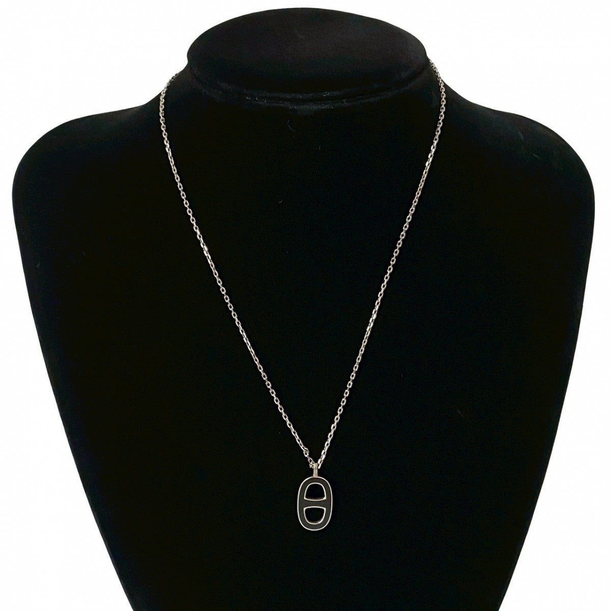 HERMES Necklace metal Silver Iliad Chain Dunkle Necklace