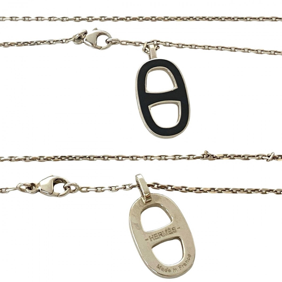 HERMES Necklace metal Silver Iliad Chain Dunkle Necklace