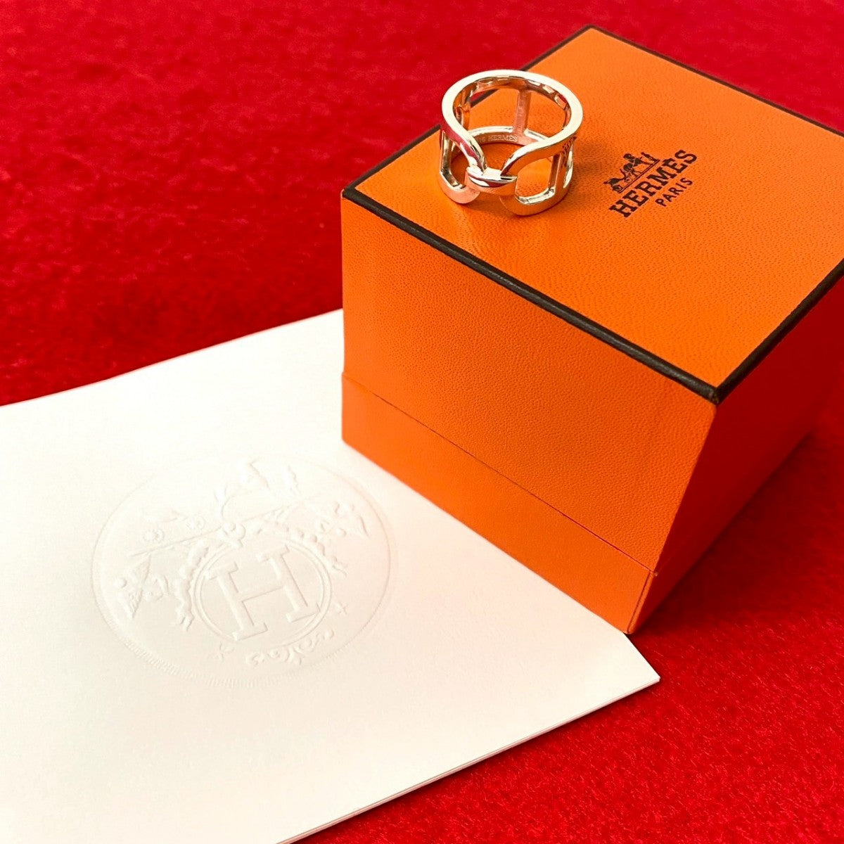 HERMES Ring Silver925 Silver Ever Chene Dunkle