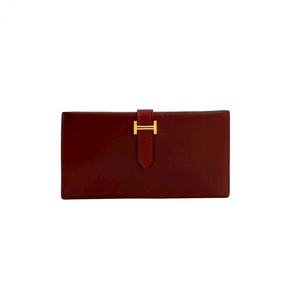 HERMES Long Wallet Purse Box scarf Red Bean