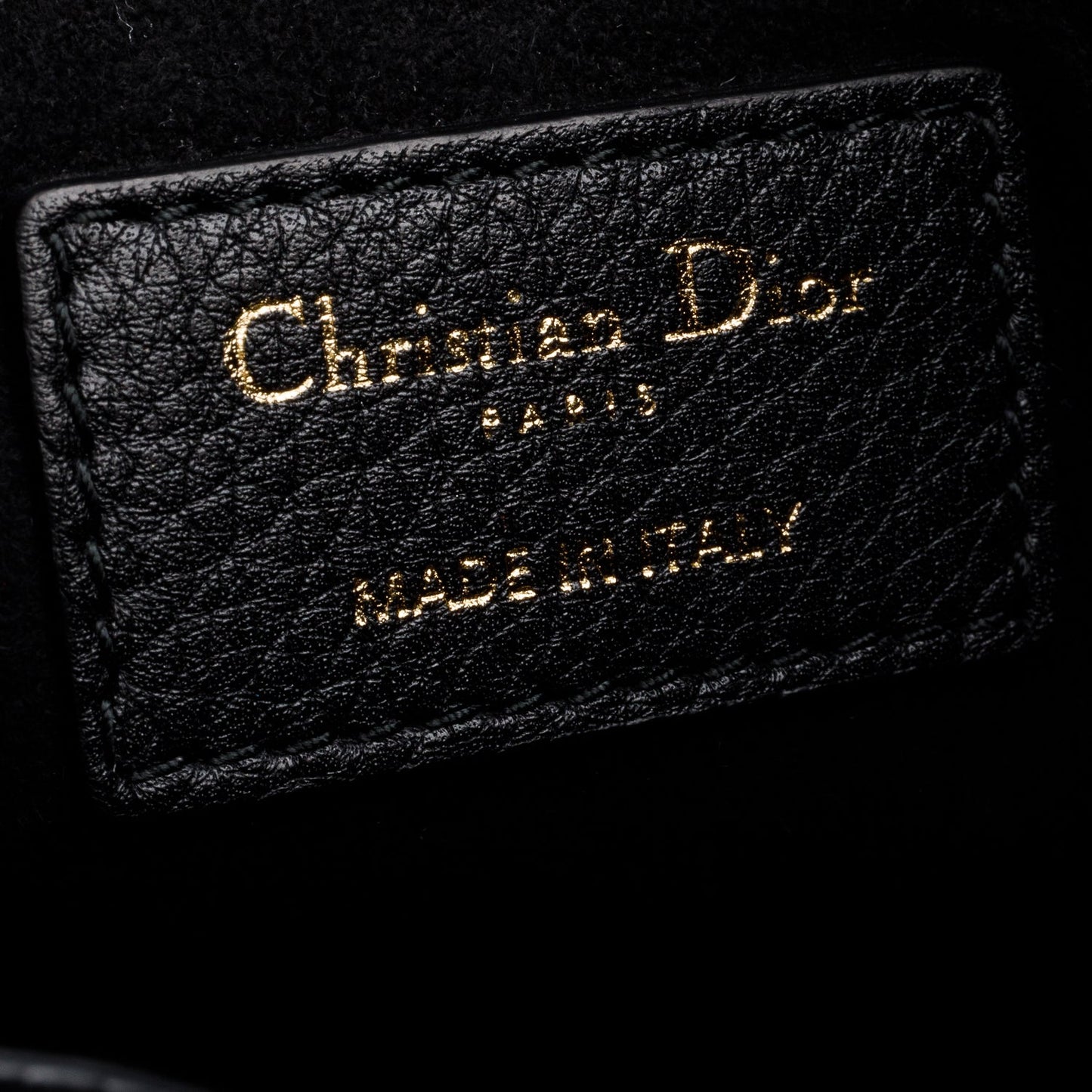 Christian Dior Black Grained Calfskin Cannage Medium Lady Dior