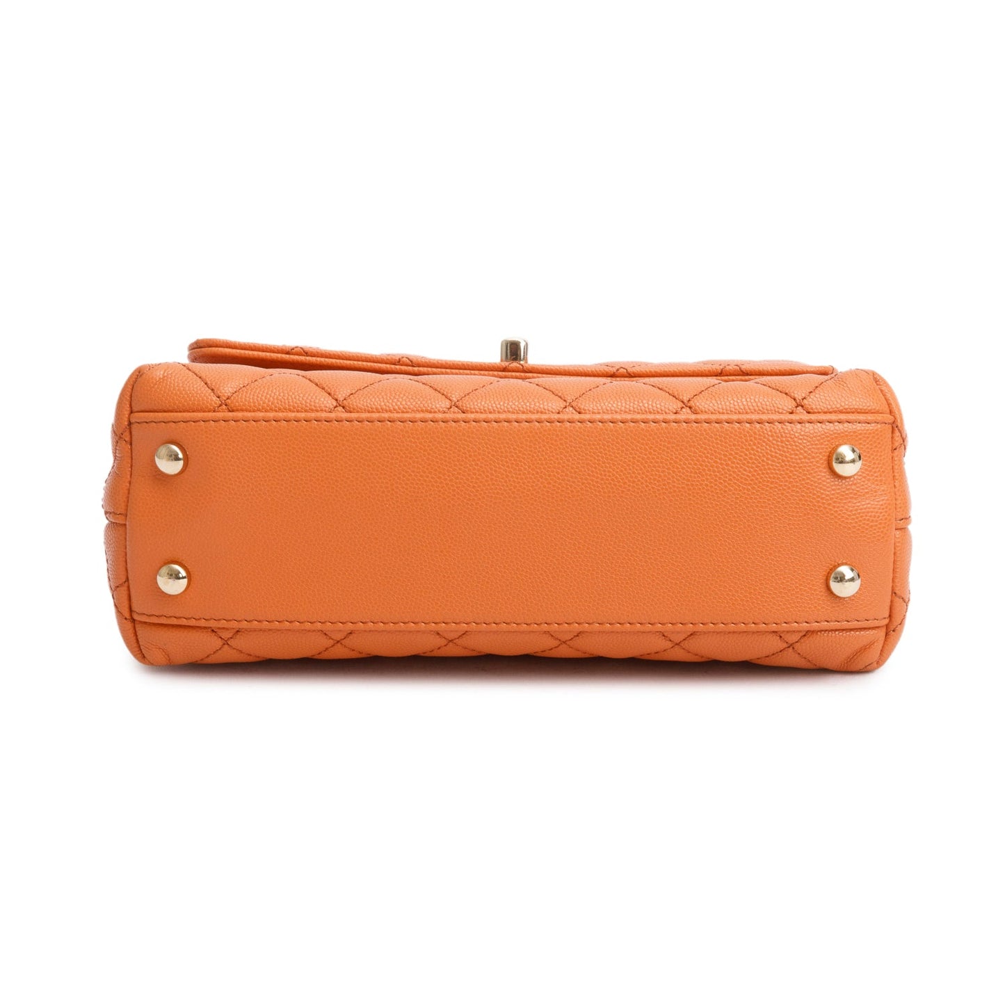 Chanel Orange Caviar Quilted Mini Coco Handle Flap