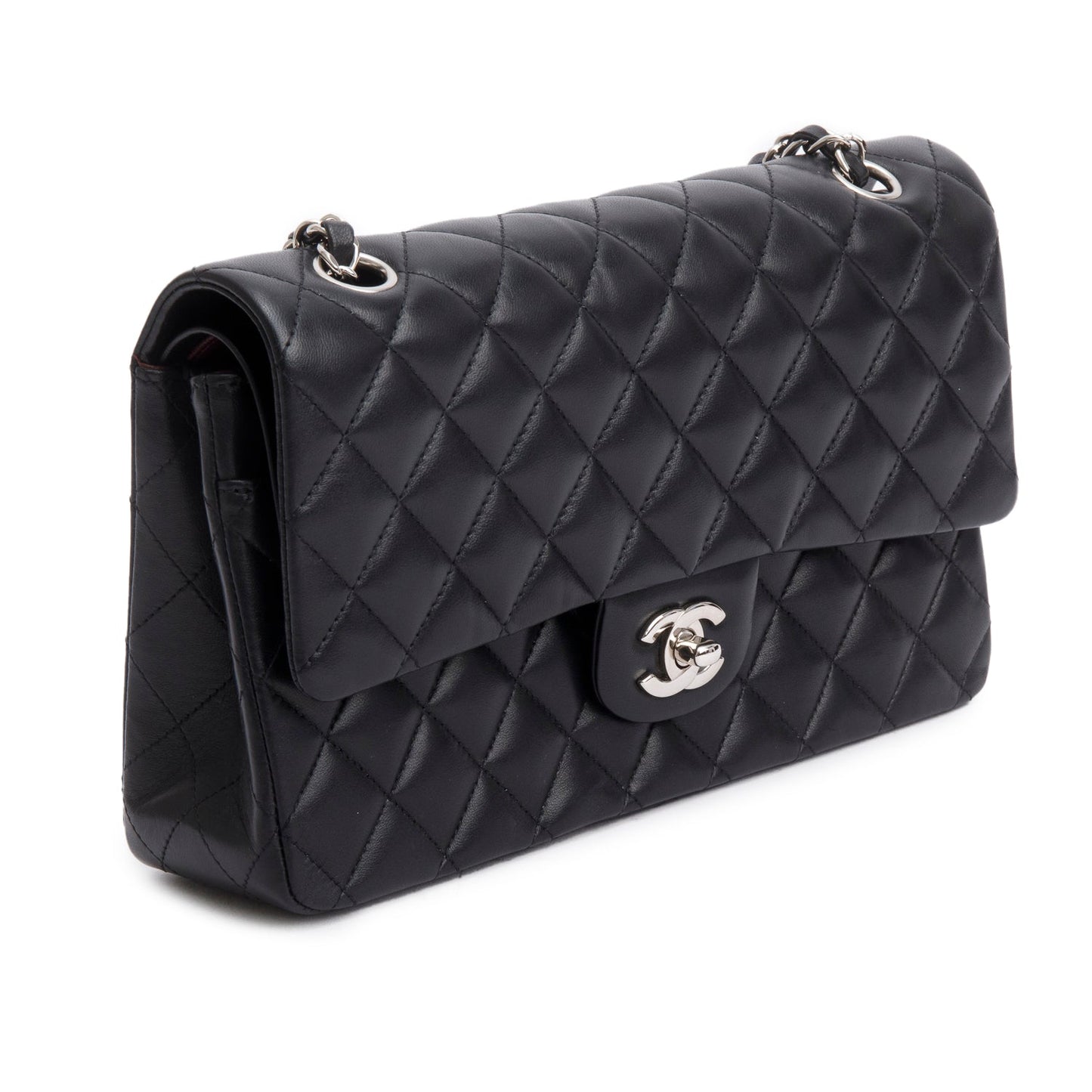 Chanel Black Quilted Lambskin Leather Classic Medium Double Flap Bag