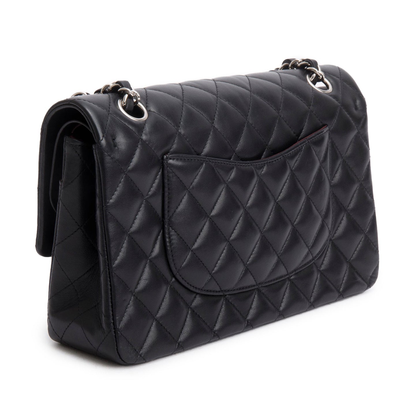 Chanel Black Quilted Lambskin Leather Classic Medium Double Flap Bag