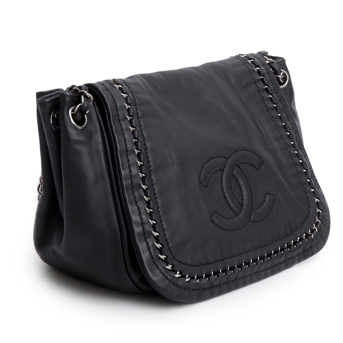 Chanel Black Lambskin Luxe Ligne Accordion Flap Bag
