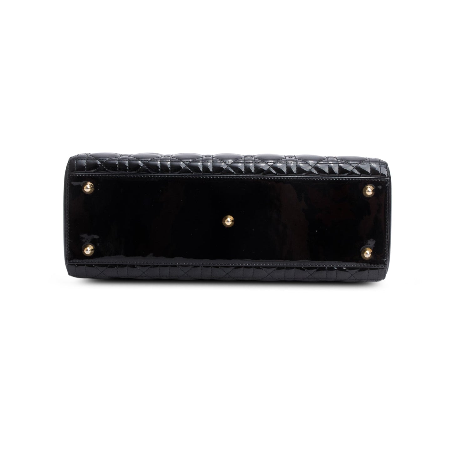 Christian Dior Black Cannage Patent Leather Large Lady Dior