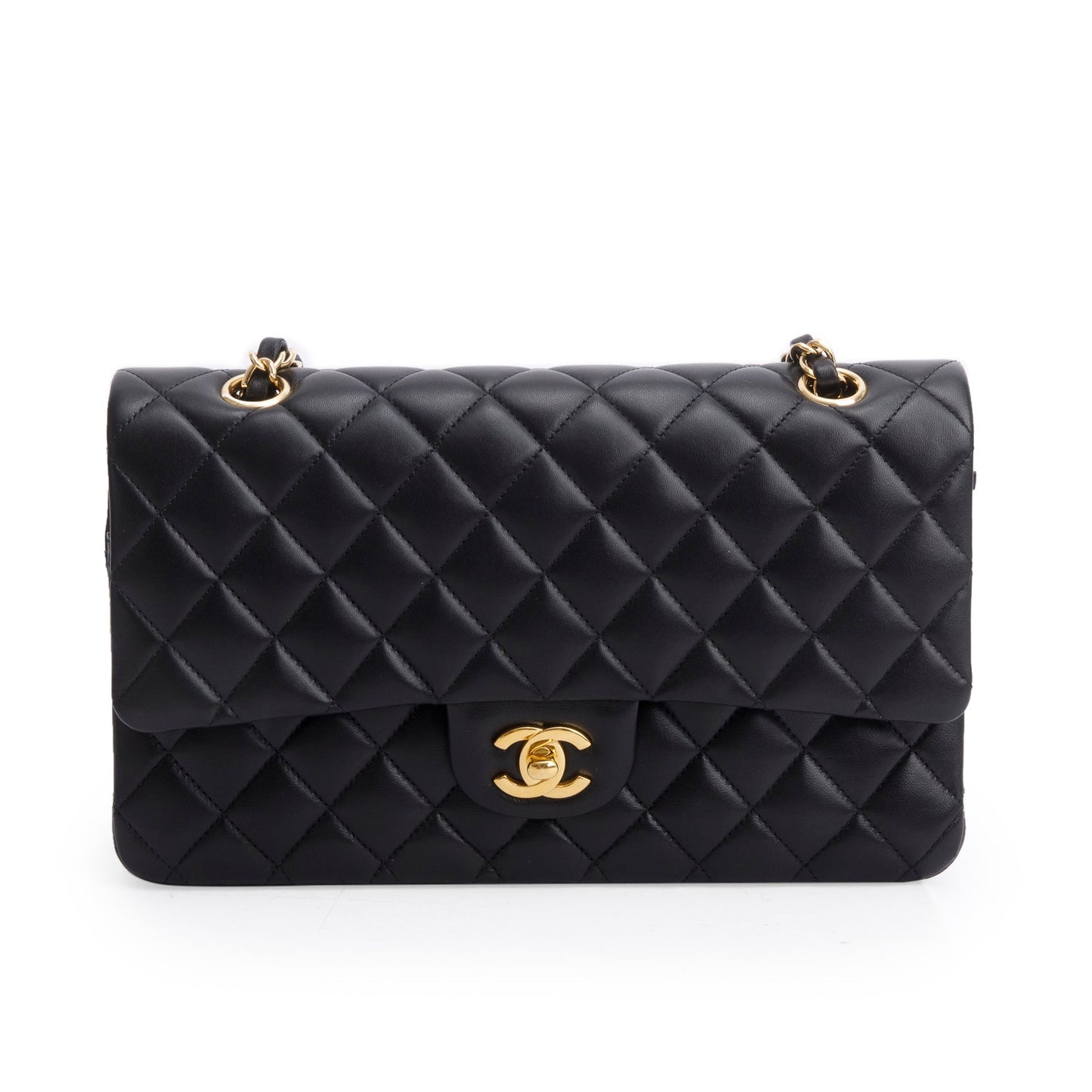 Chanel 2023 Black Quilted Lambskin Leather Classic Medium Double Flap Bag