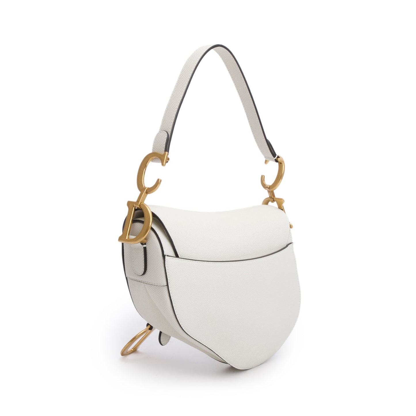 Christian Dior 2021 Cream Grained Calfskin Saddle Bag