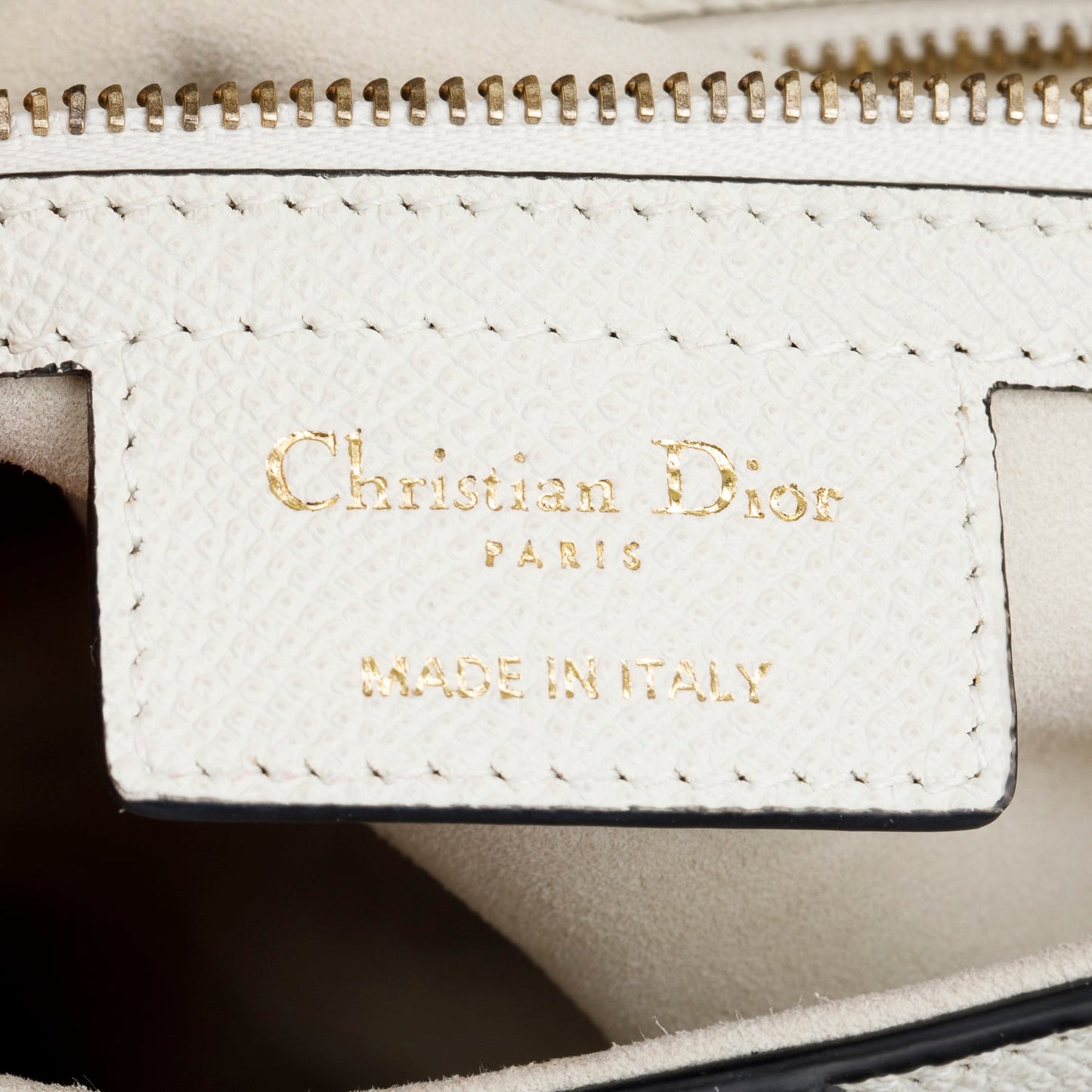Christian Dior 2021 Cream Grained Calfskin Saddle Bag