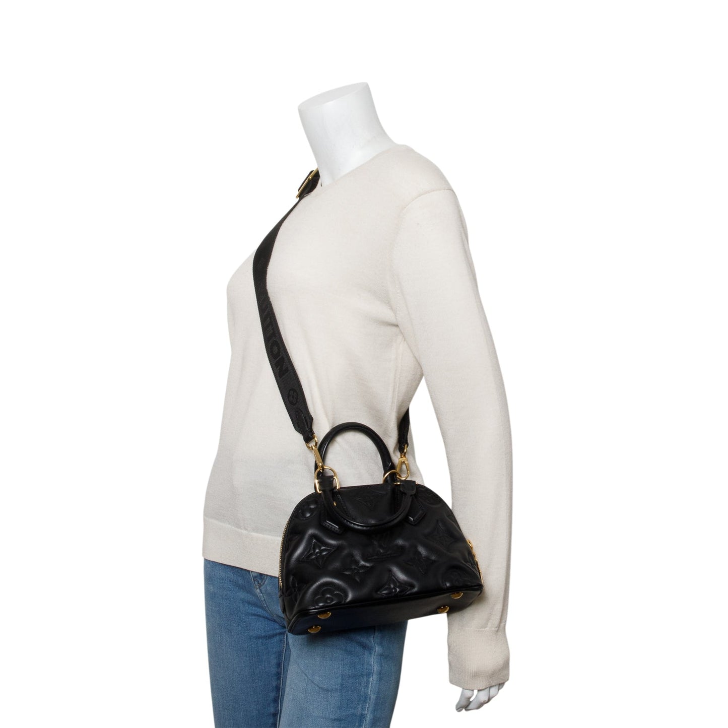 Louis Vuitton Black Calfskin Bubblegram Alma BB