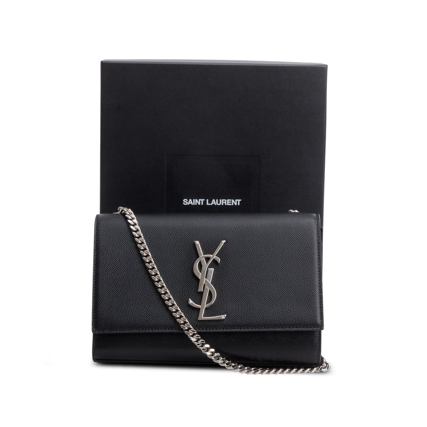 Saint Laurent 2023 Black Grain De Poudre Small Monogram Kate Satchel