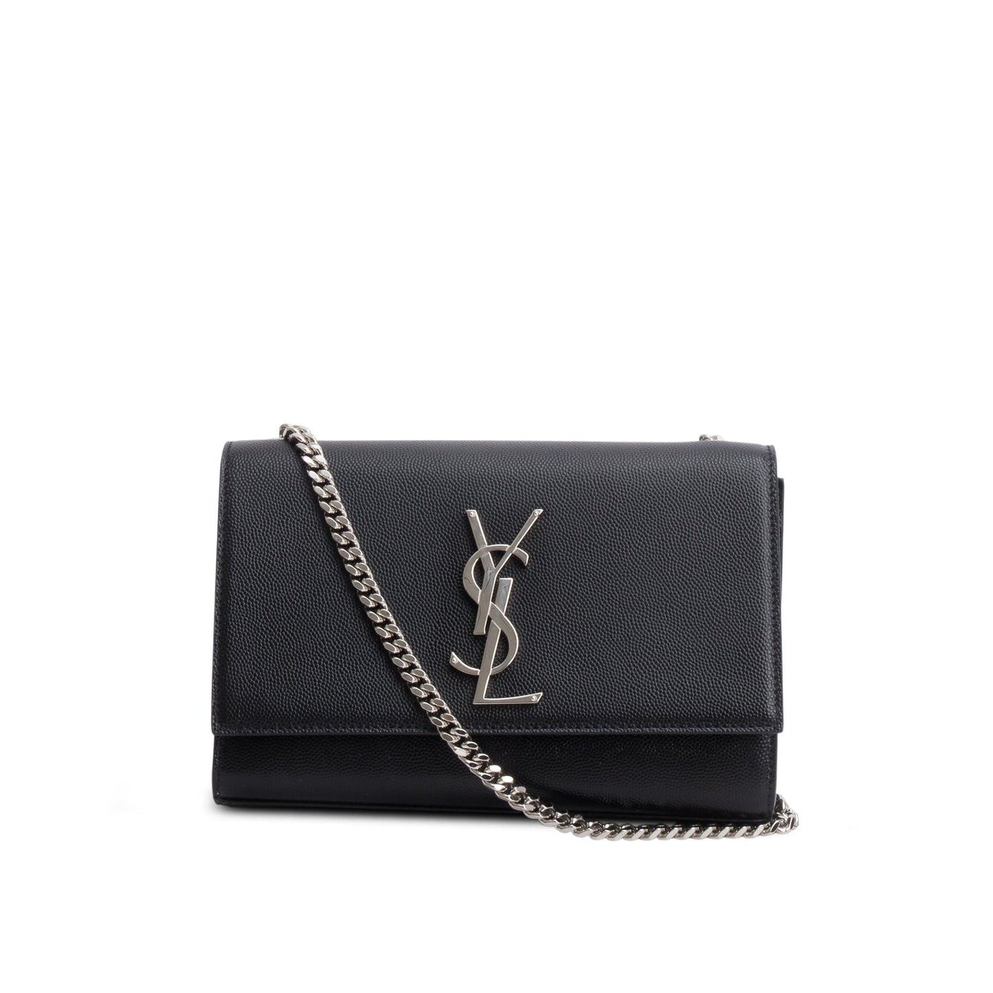 Saint Laurent 2023 Black Grain De Poudre Small Monogram Kate Satchel