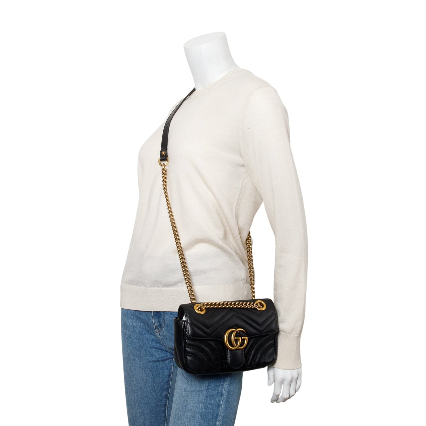 Gucci Black GG Marmont Matelasse Small Shoulder Bag
