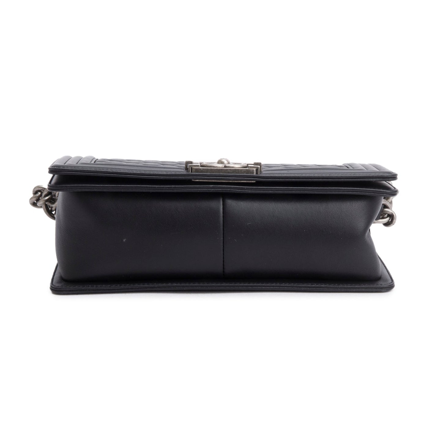 Chanel Black Quilted Lambskin Leather Medium Boy Bag